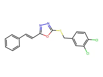 2-[(3,4-Dichlorophenyl)methylsulfanyl]-5-(2-phenylethenyl)-1,3,4-oxadiazole structure