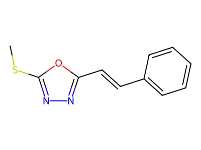 2-Methylsulfanyl-5-(2-phenylethenyl)-1,3,4-oxadiazole structure