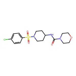 N-{1-[(4-chlorophenyl)sulfonyl]-4-piperidinyl}-4-morpholinecarboxamide structure