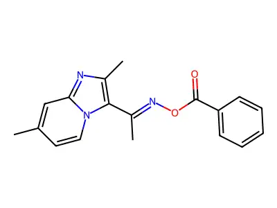 [1-(2,7-Dimethylimidazo[1,2-a]pyridin-3-yl)ethylideneamino] benzoate structure