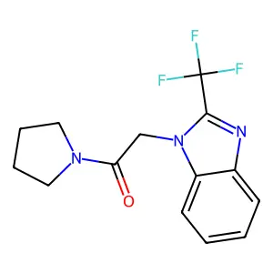 1-(1-pyrrolidinyl)-2-[2-(trifluoromethyl)-1H-1,3-benzimidazol-1-yl]-1-ethanone structure