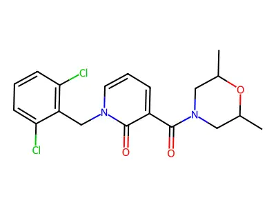 1-(2,6-dichlorobenzyl)-3-[(2,6-dimethylmorpholino)carbonyl]-2(1H)-pyridinone structure