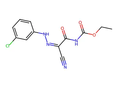 ethyl N-{[2-(3-chlorophenyl)hydrazin-1-ylidene](cyano)carbonyl}carbamate structure