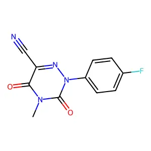 2-(4-fluorophenyl)-4-methyl-3,5-dioxo-2,3,4,5-tetrahydro-1,2,4-triazine-6-carbonitrile structure