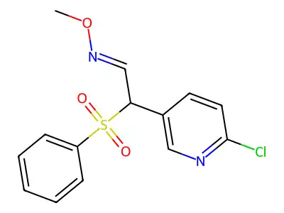 2-(benzenesulfonyl)-2-(6-chloro-3-pyridinyl)-N-methoxyethanimine structure