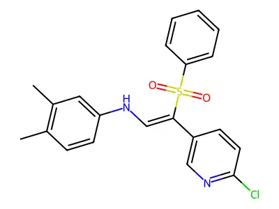 N-[2-(benzenesulfonyl)-2-(6-chloro-3-pyridinyl)ethenyl]-3,4-dimethylaniline structure