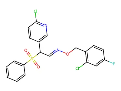 2-(6-chloro-3-pyridinyl)-2-(phenylsulfonyl)acetaldehyde O-(2-chloro-4-fluorobenzyl)oxime structure