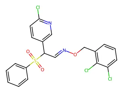 2-(benzenesulfonyl)-2-(6-chloropyridin-3-yl)-N-[(2,3-dichlorophenyl)methoxy]ethanimine structure