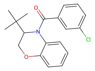 [3-(tert-butyl)-2,3-dihydro-4H-1,4-benzoxazin-4-yl](3-chlorophenyl)methanone structure