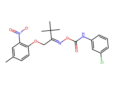1-[2-({[(3-chloroanilino)carbonyl]oxy}imino)-3,3-dimethylbutoxy]-4-methyl-2-nitrobenzene structure