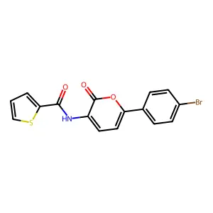 N-[6-(4-bromophenyl)-2-oxo-2H-pyran-3-yl]-2-thiophenecarboxamide structure