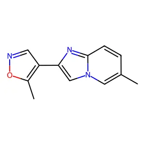 6-Methyl-2-(5-methyl-4-isoxazolyl)imidazo[1,2-a]pyridine structure