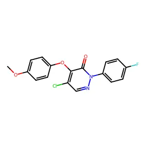 5-chloro-2-(4-fluorophenyl)-4-(4-methoxyphenoxy)-3(2H)-pyridazinone structure