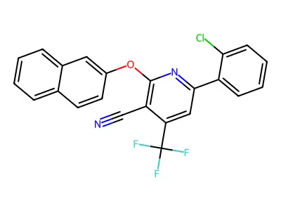 6-(2-Chlorophenyl)-2-(2-naphthyloxy)-4-(trifluoromethyl)nicotinonitrile structure