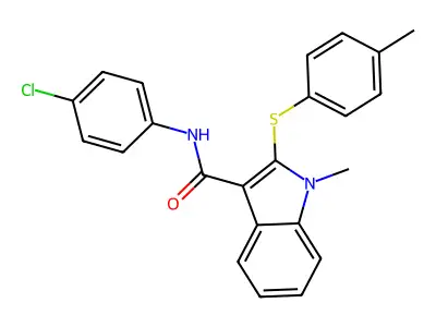N-(4-chlorophenyl)-1-methyl-2-[(4-methylphenyl)sulfanyl]-1H-indole-3-carboxamide structure