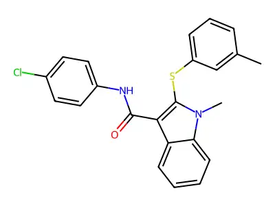 N-(4-chlorophenyl)-1-methyl-2-[(3-methylphenyl)sulfanyl]-1H-indole-3-carboxamide structure