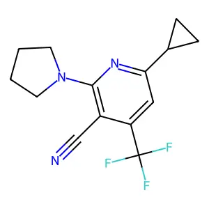 6-Cyclopropyl-2-(1-pyrrolidinyl)-4-(trifluoromethyl)nicotinonitrile structure