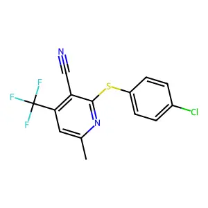 2-[(4-Chlorophenyl)sulfanyl]-6-methyl-4-(trifluoromethyl)nicotinonitrile structure