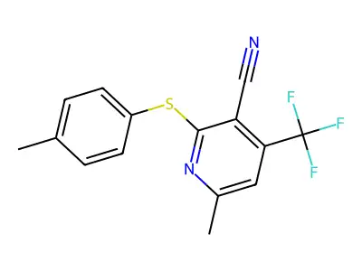 6-Methyl-2-[(4-methylphenyl)sulfanyl]-4-(trifluoromethyl)nicotinonitrile structure