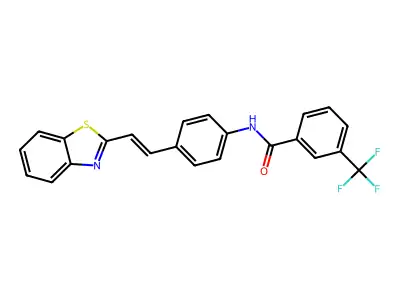N-[4-[2-(1,3-benzothiazol-2-yl)ethenyl]phenyl]-3-(trifluoromethyl)benzamide structure