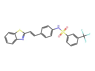 N-[4-(2-benzothiazol-2-ylethenyl)phenyl]-3-(trifluoromethyl)benzenesulfonamide structure