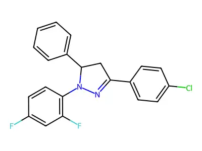 3-(4-chlorophenyl)-1-(2,4-difluorophenyl)-5-phenyl-4,5-dihydro-1H-pyrazole structure