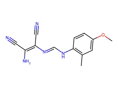 N'-(2-amino-1,2-dicyanoethenyl)-N-(4-methoxy-2-methylphenyl)methanimidamide structure