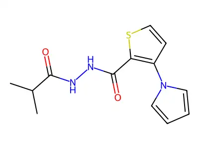 N'-isobutyryl-3-(1H-pyrrol-1-yl)-2-thiophenecarbohydrazide structure