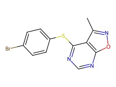 4-Bromophenyl 3-methylisoxazolo[5,4-d]pyrimidin-4-yl sulfide structure