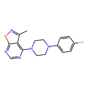 4-[4-(4-Fluorophenyl)piperazino]-3-methylisoxazolo[5,4-d]pyrimidine structure