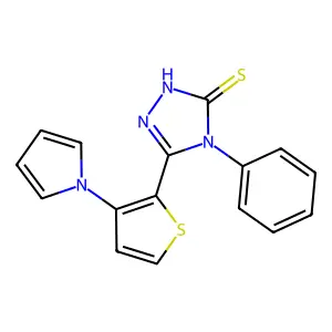 4-phenyl-5-[3-(1H-pyrrol-1-yl)-2-thienyl]-4H-1,2,4-triazol-3-ylhydrosulfide structure