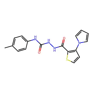 N-(4-methylphenyl)-2-{[3-(1H-pyrrol-1-yl)-2-thienyl]carbonyl}-1-hydrazinecarboxamide structure