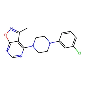 4-[4-(3-Chlorophenyl)piperazino]-3-methylisoxazolo[5,4-d]pyrimidine structure