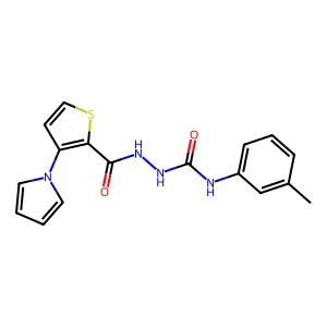 N-(3-methylphenyl)-2-{[3-(1H-pyrrol-1-yl)-2-thienyl]carbonyl}-1-hydrazinecarboxamide structure