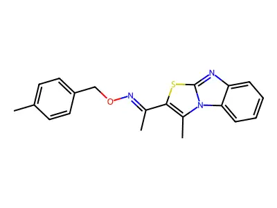 N-[(4-methylphenyl)methoxy]-1-(1-methyl-[1,3]thiazolo[3,2-a]benzimidazol-2-yl)ethanimine structure