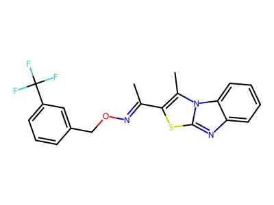 1-(1-methyl-[1,3]thiazolo[3,2-a]benzimidazol-2-yl)-N-[[3-(trifluoromethyl)phenyl]methoxy]ethanimine structure
