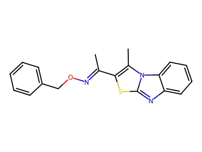 1-(1-methyl-[1,3]thiazolo[3,2-a]benzimidazol-2-yl)-N-phenylmethoxyethanimine structure