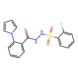 2-fluoro-N'-[2-(1H-pyrrol-1-yl)benzoyl]benzenesulfonohydrazide structure