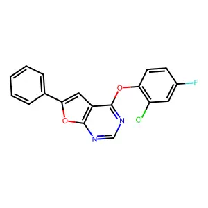 4-(2-Chloro-4-fluorophenoxy)-6-phenylfuro[2,3-d]pyrimidine structure