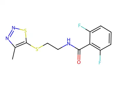 2,6-difluoro-N-{2-[(4-methyl-1,2,3-thiadiazol-5-yl)sulfanyl]ethyl}benzenecarboxamide structure