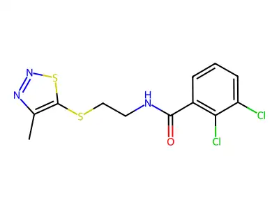 2,3-dichloro-N-[2-(4-methylthiadiazol-5-yl)sulfanylethyl]benzamide structure