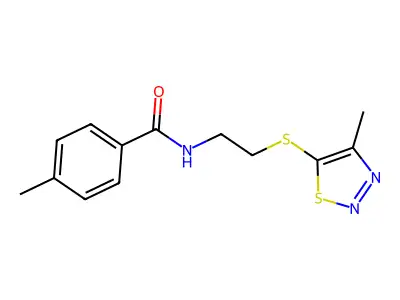 4-methyl-N-{2-[(4-methyl-1,2,3-thiadiazol-5-yl)sulfanyl]ethyl}benzenecarboxamide structure