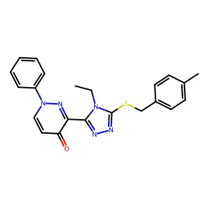 3-[4-ethyl-5-[(4-methylphenyl)methylsulfanyl]-1,2,4-triazol-3-yl]-1-phenylpyridazin-4-one structure