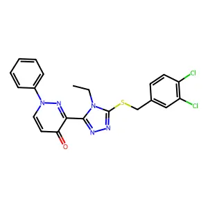 3-[5-[(3,4-dichlorophenyl)methylsulfanyl]-4-ethyl-1,2,4-triazol-3-yl]-1-phenylpyridazin-4-one structure