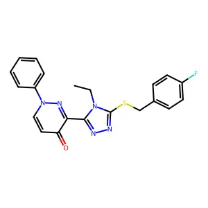 3-{4-ethyl-5-[(4-fluorobenzyl)sulfanyl]-4H-1,2,4-triazol-3-yl}-1-phenyl-4(1H)-pyridazinone structure