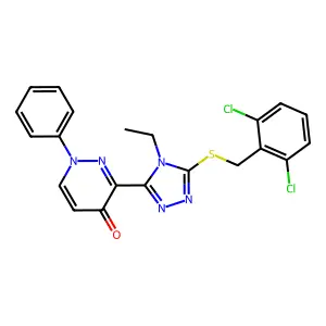3-{5-[(2,6-dichlorobenzyl)sulfanyl]-4-ethyl-4H-1,2,4-triazol-3-yl}-1-phenyl-4(1H)-pyridazinone structure