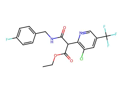 ethyl 2-[3-chloro-5-(trifluoromethyl)-2-pyridinyl]-3-[(4-fluorobenzyl)amino]-3-oxopropanoate structure