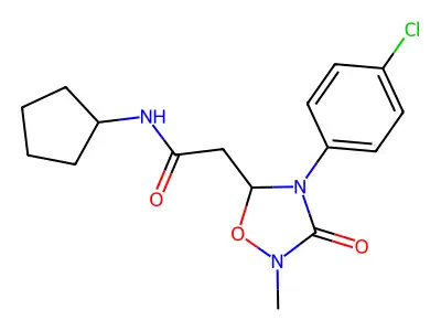 2-[4-(4-chlorophenyl)-2-methyl-3-oxo-1,2,4-oxadiazolidin-5-yl]-N-cyclopentylacetamide structure