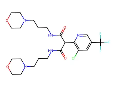 2-[3-chloro-5-(trifluoromethyl)-2-pyridinyl]-N~1~,N~3~-bis(3-morpholinopropyl)malonamide structure