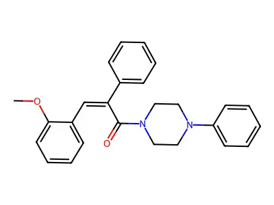 3-(2-Methoxyphenyl)-2-phenyl-1-(4-phenylpiperazin-1-yl)prop-2-en-1-one structure